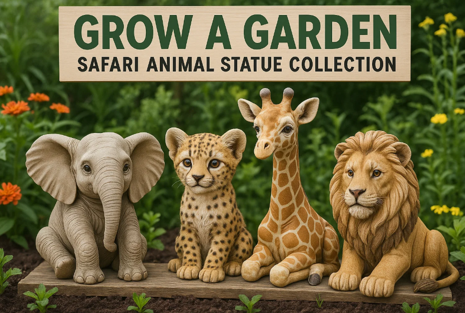 Grow A Garden Safari Animal Statue Collection Showcase